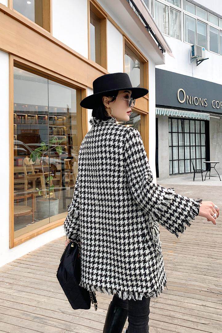 千鸟格大衣，女装，哥卓