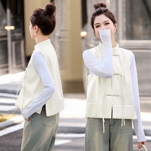 新中式复古提花刺绣坎肩马夹女2024春秋新款宽松时尚盘扣上衣外套图片