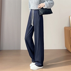 深蓝色直筒牛仔裤女2025年秋季新款高腰宽松显瘦垂感阔腿裤，女装休闲裤，云美莎专业女裤-全店现货