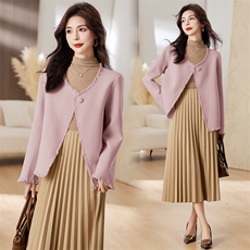 新款纯手工缝制流苏工艺双面羊毛呢西装外套，女装毛呢外套，丝露依尚（原SL）