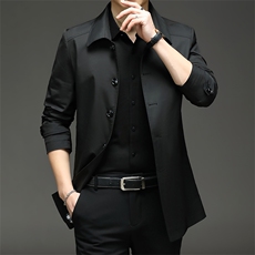 2023年春装风衣中年男士新款中长款连帽外套大衣男装MJ21108-P150，男装风衣，电商B212（原钱塘6029）