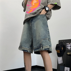 美式倒装牛仔短裤美式水洗牛仔短裤设计反穿裤男DT1713-P40有货，男装牛仔裤，星座302B