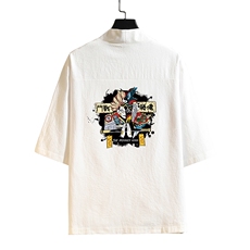HF59016-P40风汉服男开衫外套七分袖道袍砖墙挂拍，男装民族服装，电商A040A