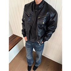 美式复古PU皮衣棉服夹克男女秋冬加棉加厚机车服外套JK0853-P113，男装夹克，星座308B-2