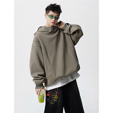 8XL-M美式重磅连帽卫衣大码结构设计拼接上衣秋季外套WY9106特P50，女装短外套，电商B238