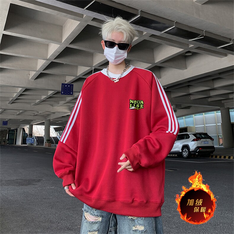 抖音得物供货提供视频秋冬重磅美式宽松织带圆领卫衣0341,男装卫衣,电商A486