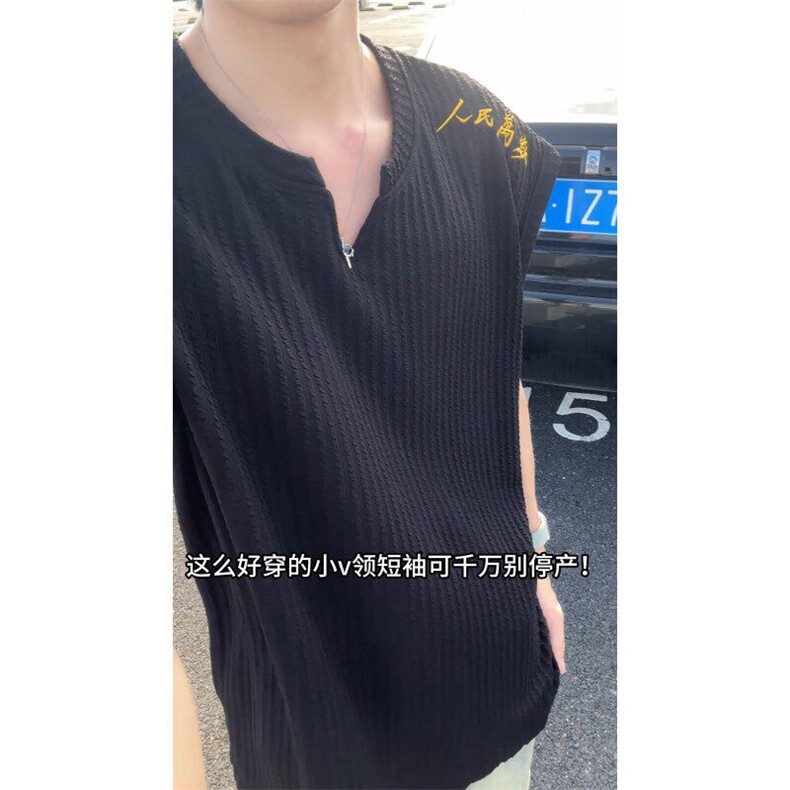 XZ809A/SSS03/特P24/控48美式V领坎肩万针绣花背心T恤，男装背心/马甲，星座809A(原222-1)