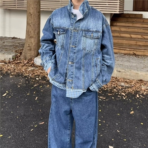 2579-P70美式重磅渐变轧染小众高级感牛仔外套男春季潮牌宽松