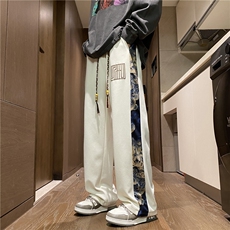 2023菠萝格面料潮小熊印花拼接宽松休闲裤B315-K23395-p45控58，男装休闲裤，电商B315