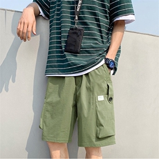 20夏季港风新款贴标短裤男宽松五分裤学生工装短裤504-K025-P35，男装休闲裤，星座504
