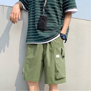 20夏季港风新款贴标短裤男宽松五分裤学生工装短裤504-K025-P35图片