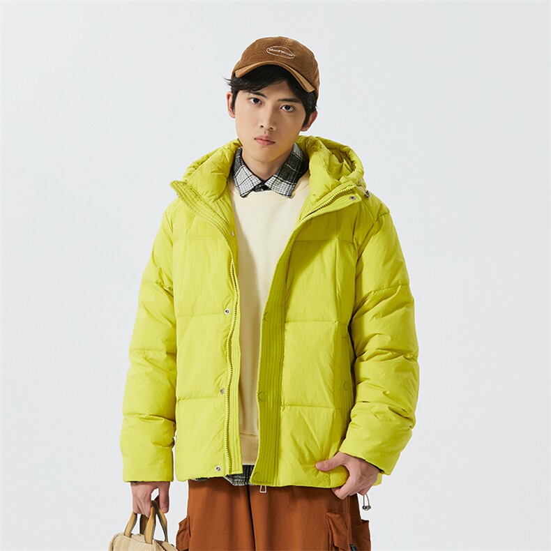 新标90白鸭绒简约休闲连帽外套纯色加厚羽绒服ESY0209-P210图片