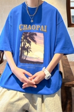 ！2024夏季新款男士复古短袖T恤纯棉半袖体恤T2308P25，男装T恤，电商B220