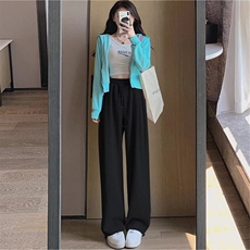 秋季新款宽松束脚运动裤女宽松休闲裤子垂感阔腿裤高腰瘦身长裤，男装休闲裤，星座506A