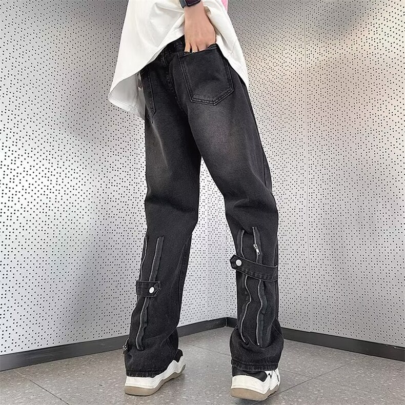 美式vibe裤子高街水洗牛仔裤男设计感小众拉链裤C943P42,男装牛仔裤,星座1116-2
