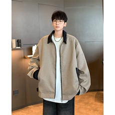 原宿潮流新款ins美式复古千鸟格外套男秋冬慵懒简约夹克W6095-P67，男装夹克，星座412-2