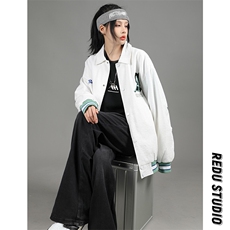 2023秋款新品刺绣夹克男女中性风青少年时尚棒球服外套8007-P85，男装夹克，电商A441-1