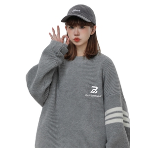 M887-P55毛衣男女秋冬宽松休闲保暖慵懒风情侣针织衫外套图片