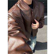 2025新款加棉加厚立领棉衣男士潮流结构设计感皮衣棉服外套，男装皮衣，四季星座505