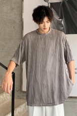 8XL-M特大码夏季短袖冰丝皱感透气T恤男潮垂感宽松半袖，男装T恤，电商D206-1