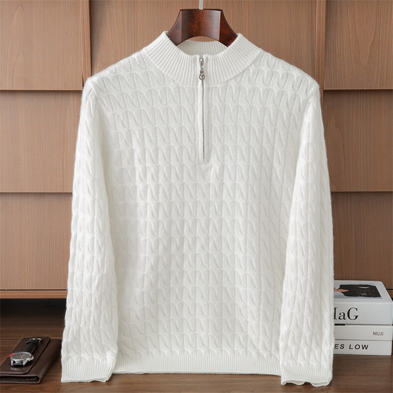 秋季新款纯色针织高领拉链套头上衣时尚百搭，女装羊绒衫，伊雪娇羊绒
