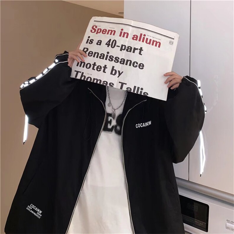 春秋反光外套男宽松韩版潮流嘻哈帅气设计感小众衣服ins港风夹克,男装夹克,星座1210-1