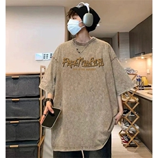 抖音得物供货240克重磅现货宽松美式纯棉水洗做旧印花T恤ATSX12，男装T恤，电商A443