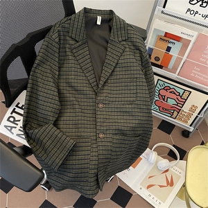 格子西服外套男士韩版潮流宽松百搭帅气2025春季ins上衣W6340-P58图片