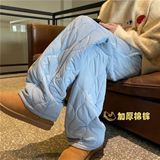 2025冬季新款潮流亮色情侣中性葫芦格宽松棉裤B315-K866-p55控78，男装休闲裤，电商B315