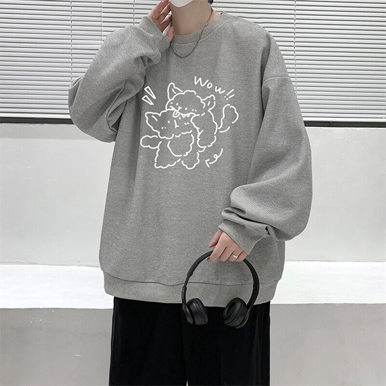 5XL华夫格卫衣男大码胖子圆领长袖t恤HW76427-P30,男装T恤,电商A040