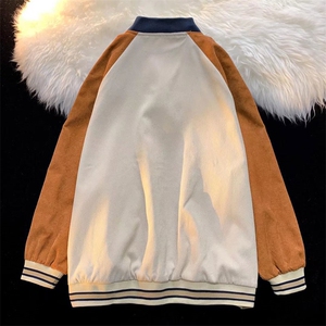 潮流夹克潮男春季拼接撞色棒球服灯芯绒W97P50图片