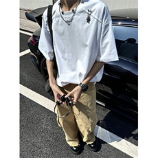 美式复古宽松金属设计感短袖T恤！！XZ1005-1-TTH0037-批价45，男装T恤，星座1005-1
