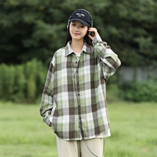 25年春季格子衬衫长袖大码宽松落肩现货DS-C323-1-2368-特批30，男装衬衫，电商C323-1