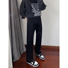 B221美式ins高街暗黑小众铆钉迷彩牛仔裤LK24386-特P46控78，男装牛仔裤，电商B221