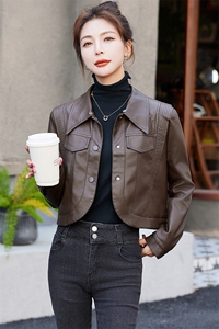 皮衣外套女冬季加绒加厚2023新款高级设计感修身短款机车夹克图片