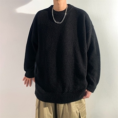 纯色圆领毛衣男女简约宽松秋冬新款加厚潮流打底针织毛衫3080P42，男装T恤，星座410-2
