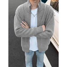 重磅秋冬北极绒双拉链毛衣开衫美式复古休闲慵懒风宽松针织衫外套，男装针织衫/毛衣，电商A486-1