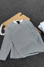 270g设计感鱼骨纹V领长袖T恤男小香风宽松打底衫T24550-特P28控58，男装T恤，电商A001