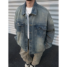得物二开牛仔外套男潮痞帅美式工装夹克立领牛仔夹克JK1178-P78，男装工装外套，星座1103-3
