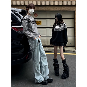 网图有货 费尔岛绞花毛衣男女宽松复古圆领宽松针织衫 A1059-P56图片