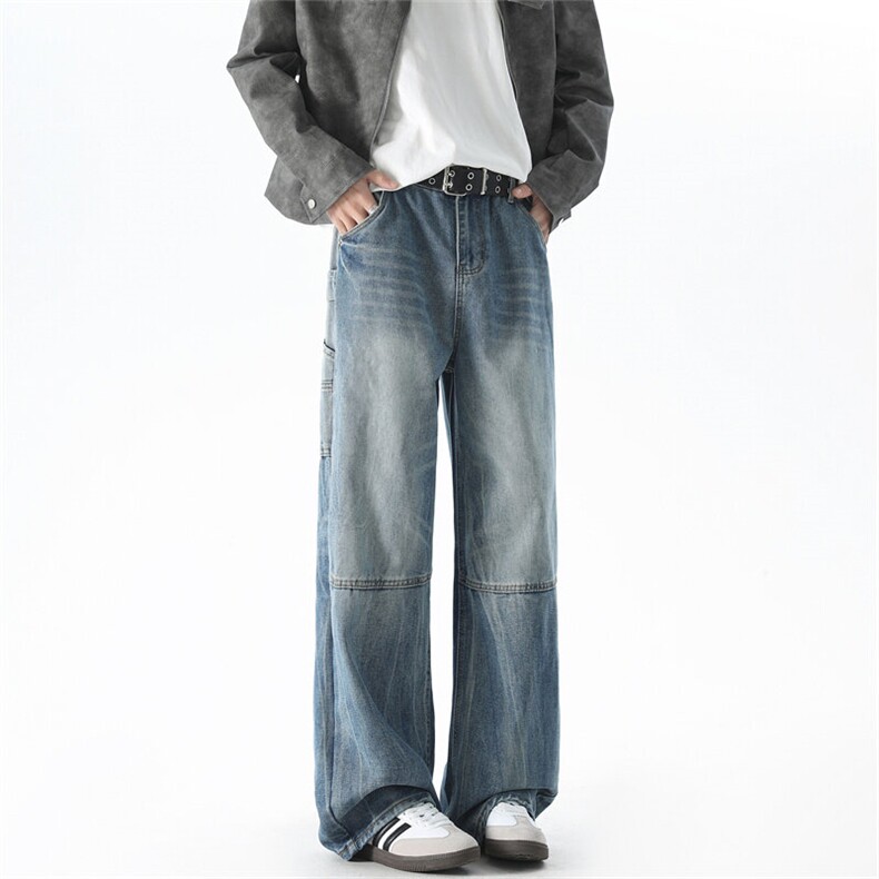 XZ-221-1/K1200/P60/控882025新款美式高街阔腿拼接工装牛仔裤,男装牛仔裤,星座221-1