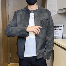 JK893-P100水洗复古皮衣男外套潮流修身帅气机车服男士立领夹克衫，男装夹克，电商D310B-1