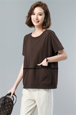 2021夏季新款T恤圆领上衣宽松休闲气质打底衫女，女装T恤，依恋蒂丝