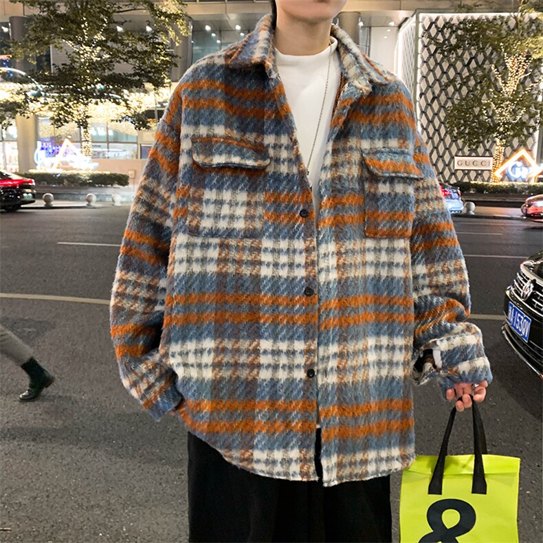 夹克男士韩版潮流格子拼色帅气2024春季新款ins宽松外套W5751-P62,男装夹克,星座412-2
