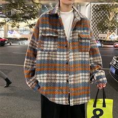 夹克男士韩版潮流格子拼色帅气2024春季新款ins宽松外套W5751-P62，男装夹克，星座412-2