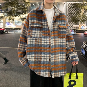 夹克男士韩版潮流格子拼色帅气2024春季新款ins宽松外套W5751-P62图片