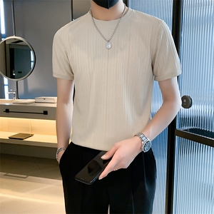 冰丝轻熟风夏季新ins潮流纯色针织衫男短袖T0542-P28图片