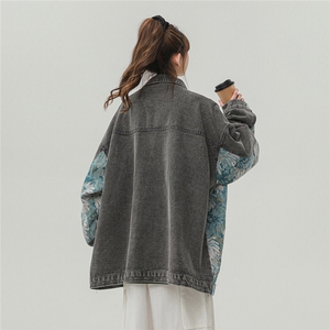 刺绣拼接牛仔夹克男大码M-5XL潮中性风外套男NZ77065P95控128图片