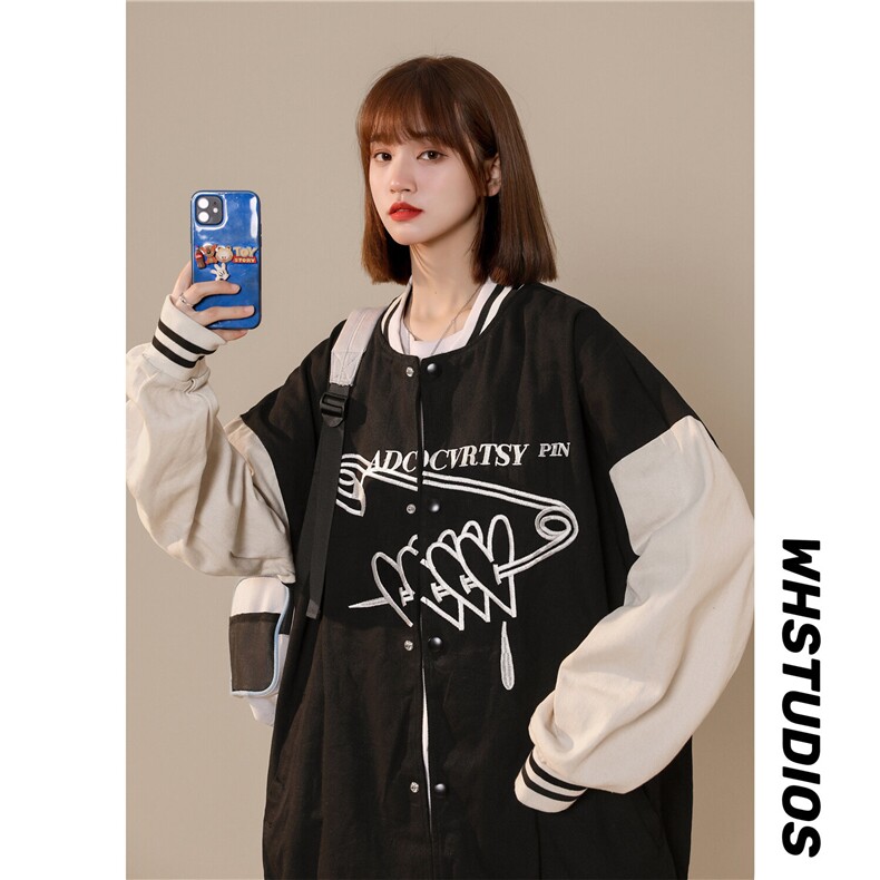 25春季款潮流休闲宽松情侣刺绣夹克外套 JK9107 /P95图片