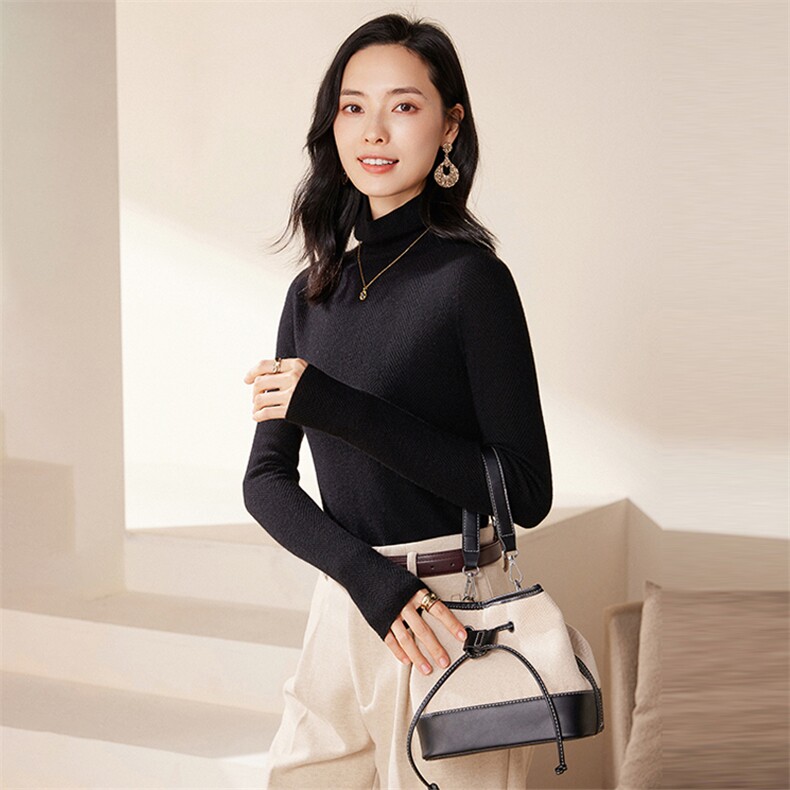 美丽诺 无缝100羊毛衫女高领打底衫超细薄款精纺羊绒毛衣针织衫图片